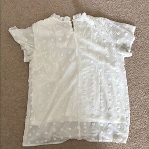 Sheer White Blouse with Floral Embroidery